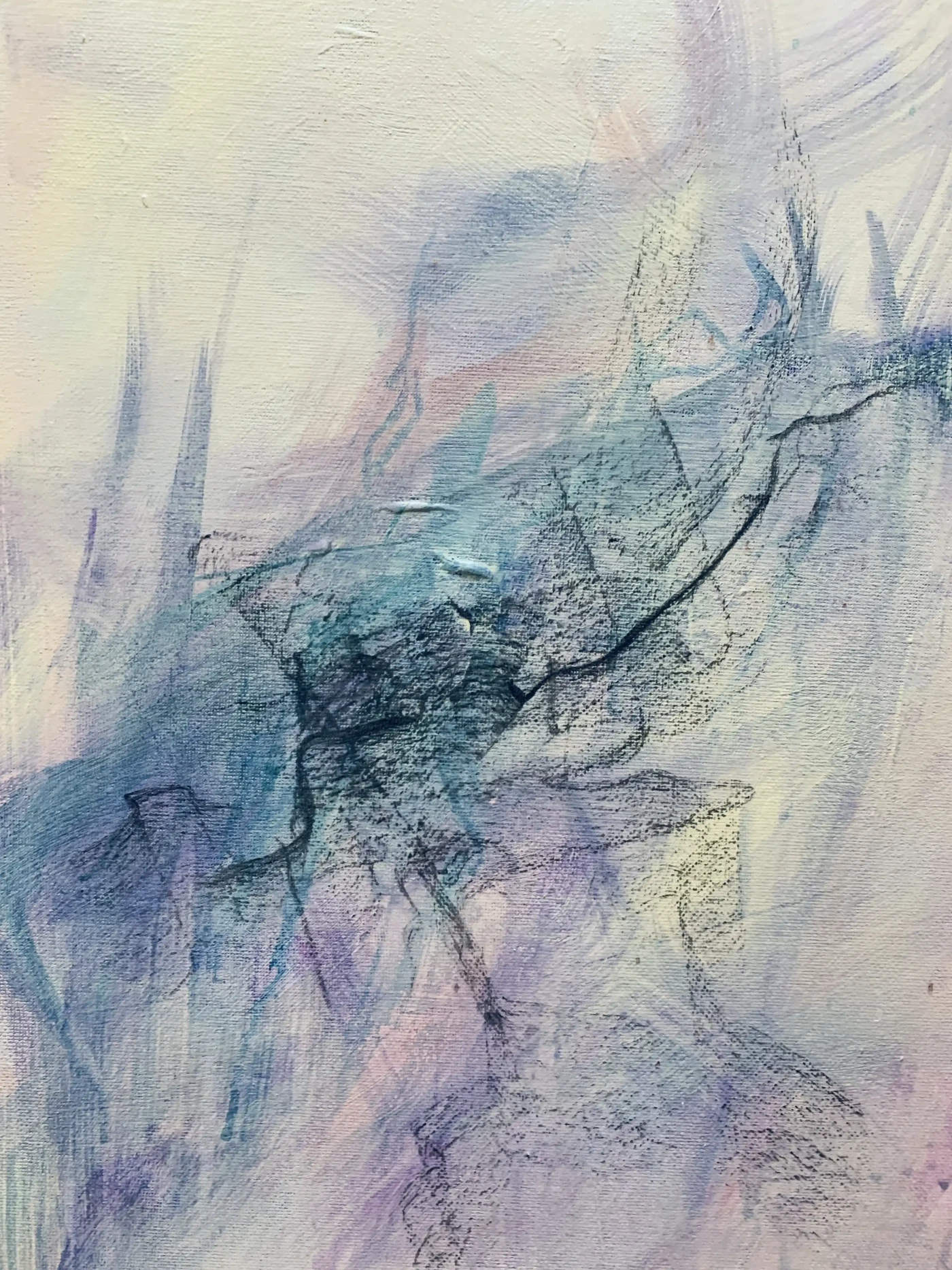 The Darkness Remains –  Abstract Painting in Soft Pastels