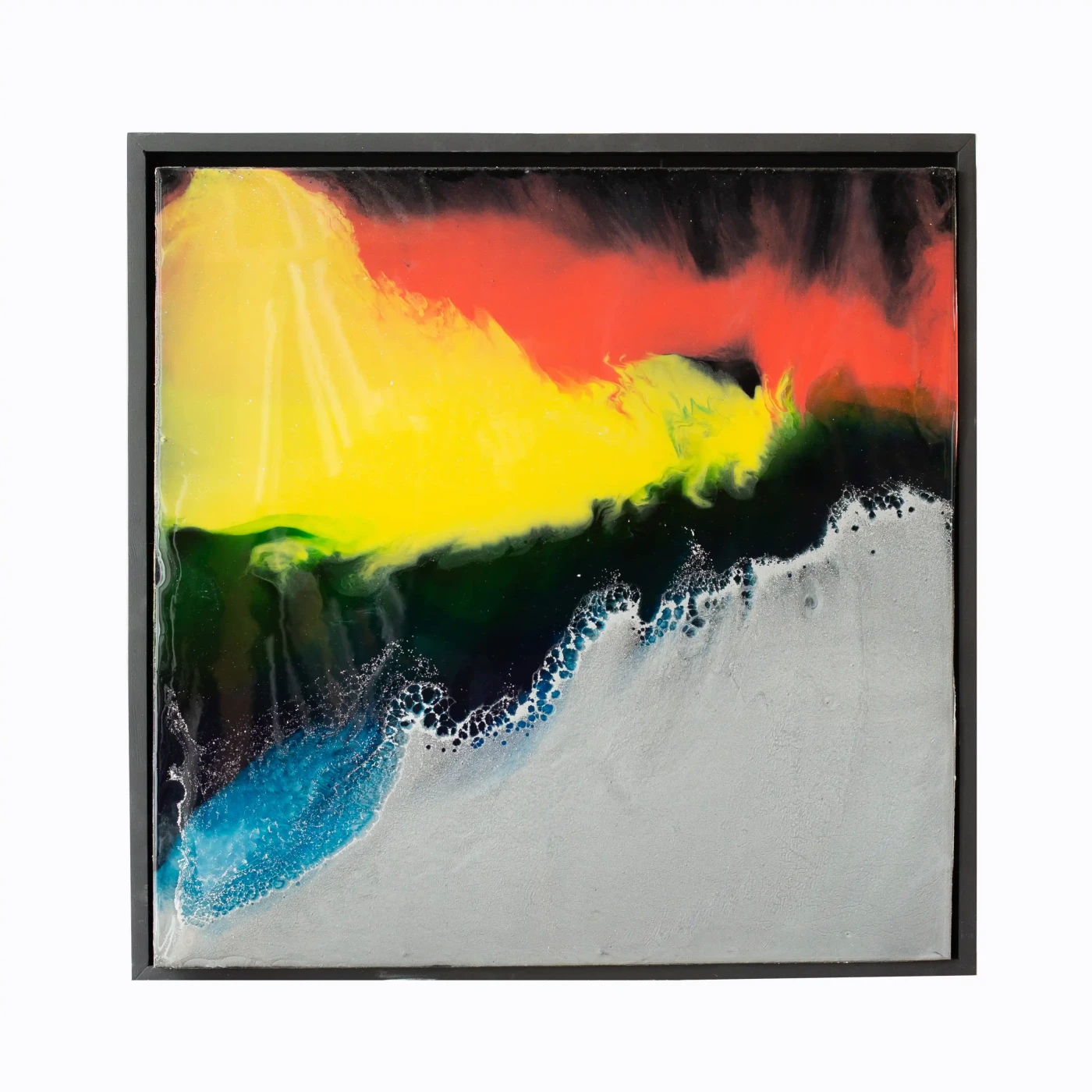 Elements Collide – Fiery Ocean Resin Art - Artwork