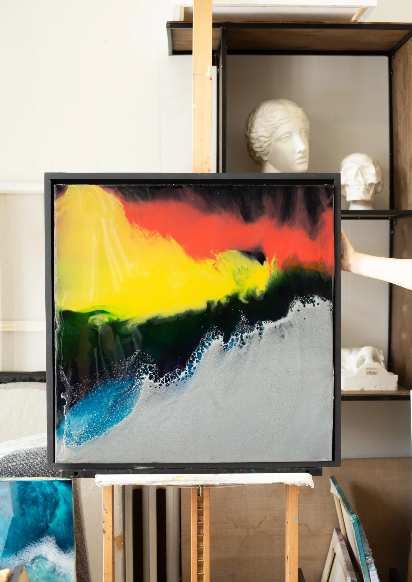 Elements Collide – Fiery Ocean Resin Art - Artwork