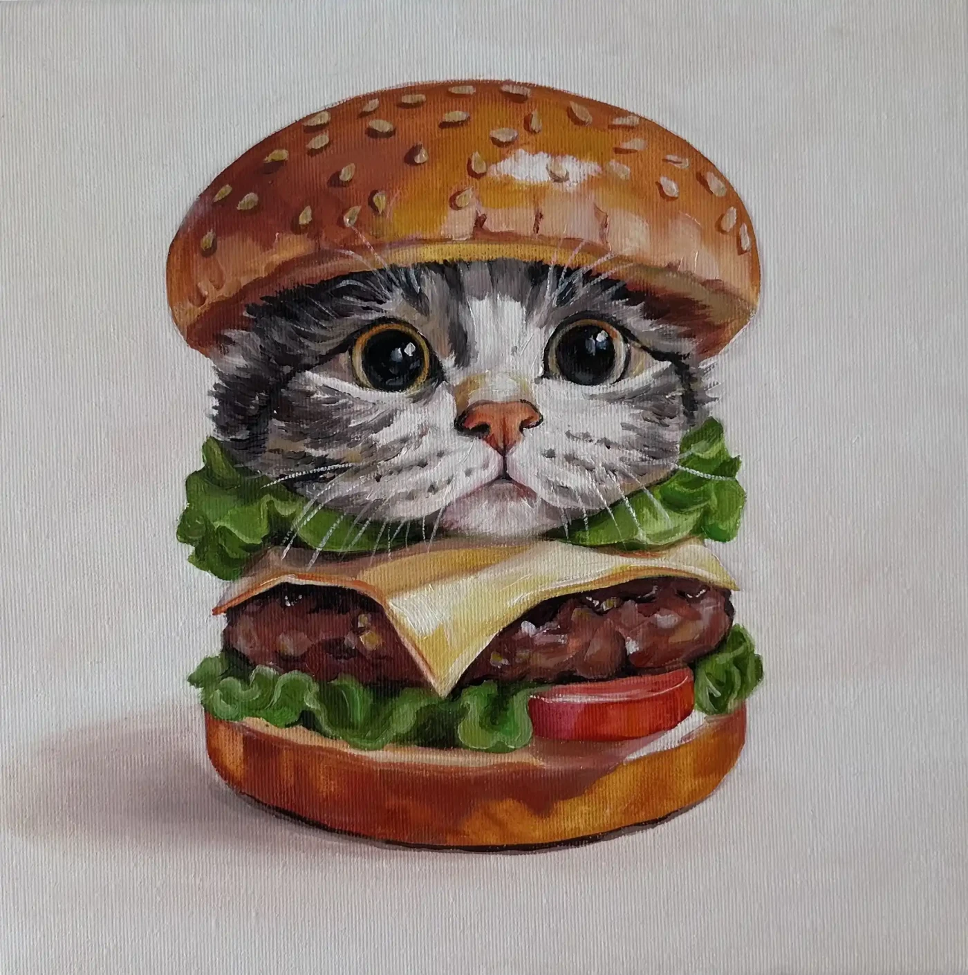 Featured image of Burger Cat | Playful Cat Burger Pop Art Painting