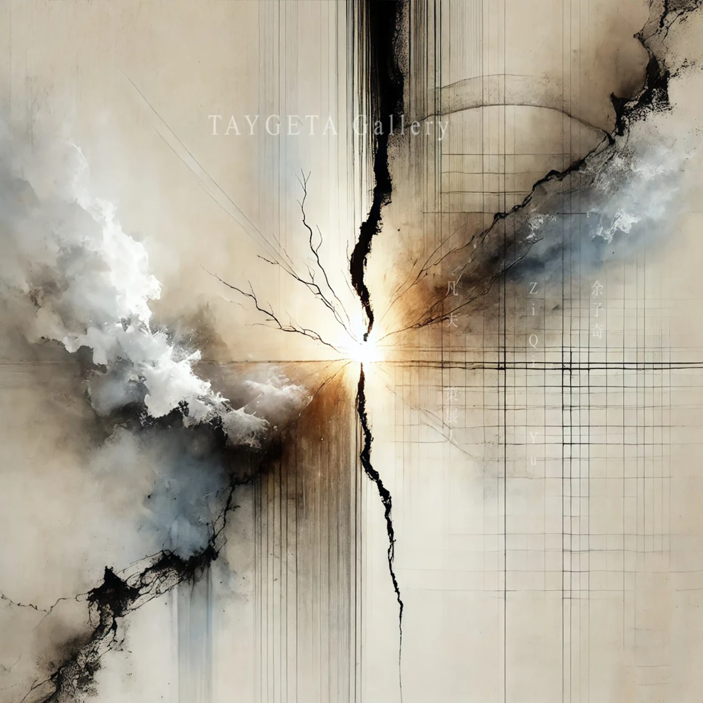 Featured image of Ink Speaks in Silence I  – Digital Abstract Artwork Inspired by Eastern Ink & Cosmic Minimalism