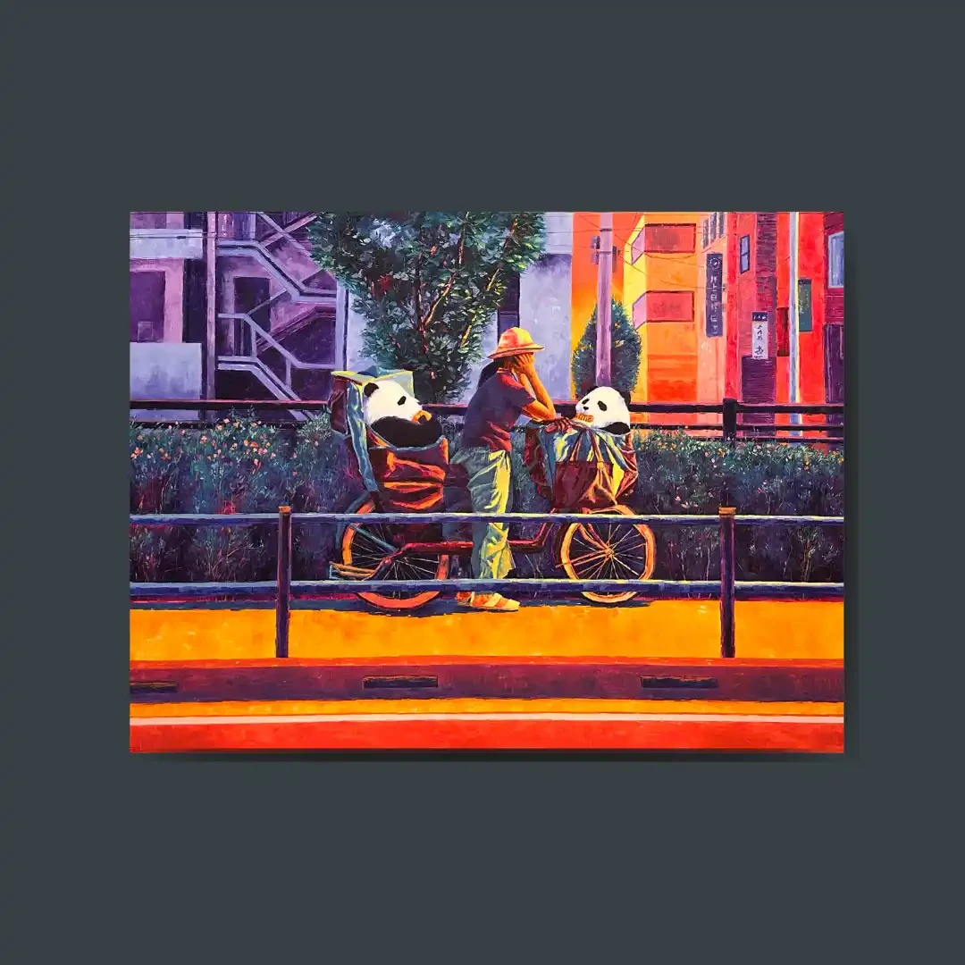 PANDAS IN TOKYO – Oil Painting on Canvas