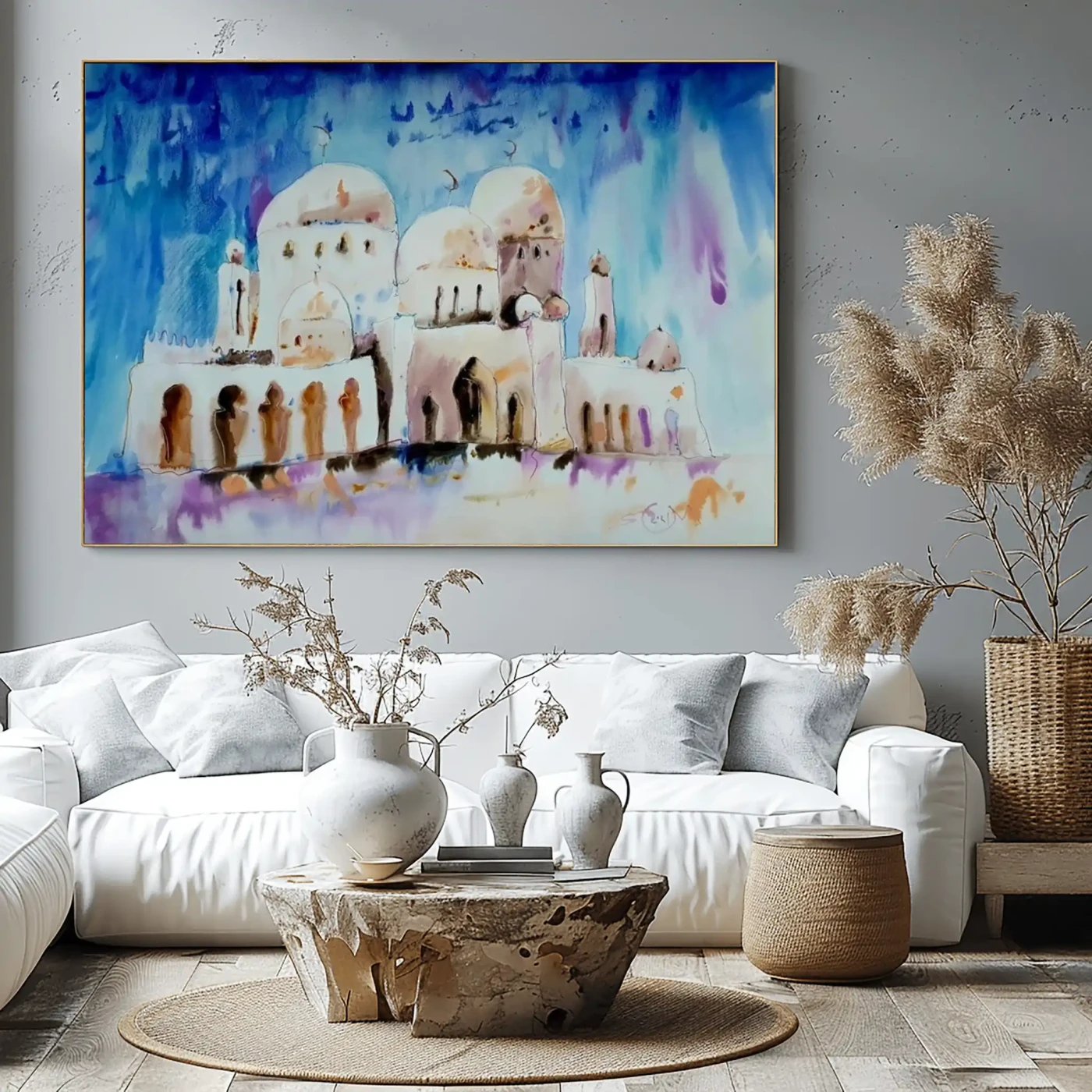 Somewhere in the UAE – Islamic Architecture Watercolor Art