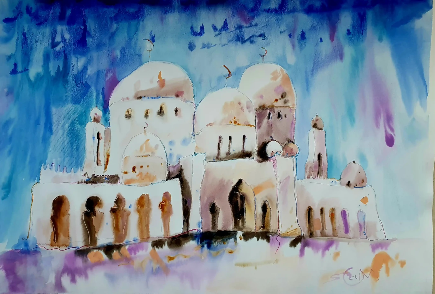 Featured image of Somewhere in the UAE – Islamic Architecture Watercolor Art