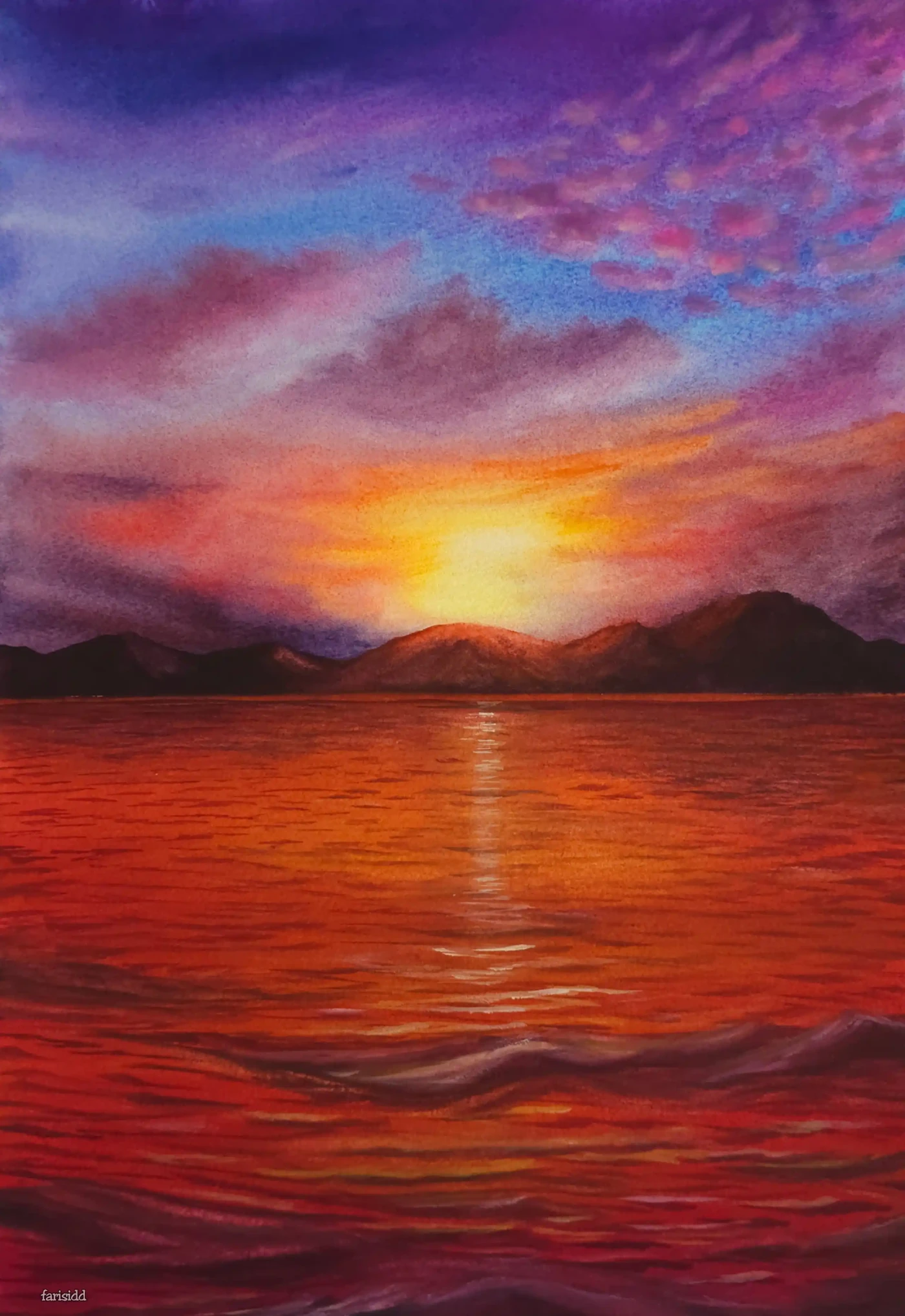 Featured image of Embrace of Dusk – Watercolor Seascape and Sunset Painting