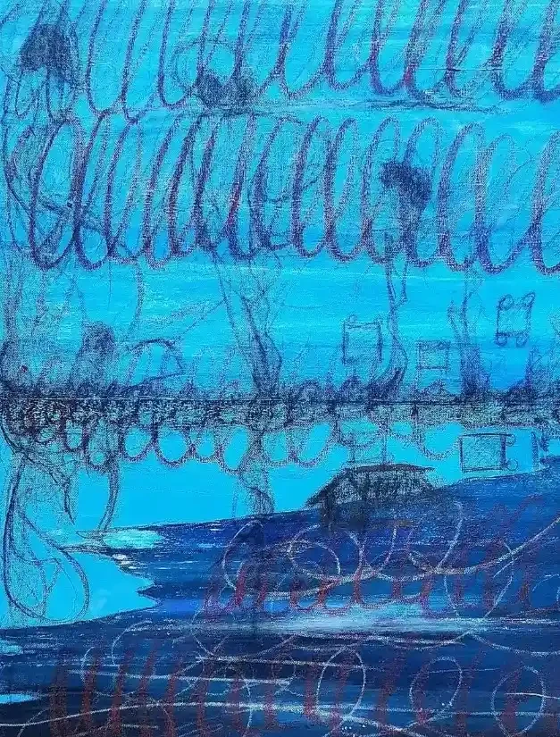 Echoes Beneath the Blue - Abstract Art
