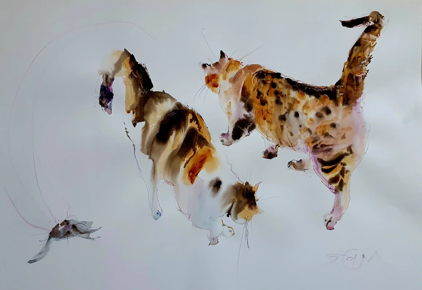 Featured image of Playful Cats - Whimsical Illustration