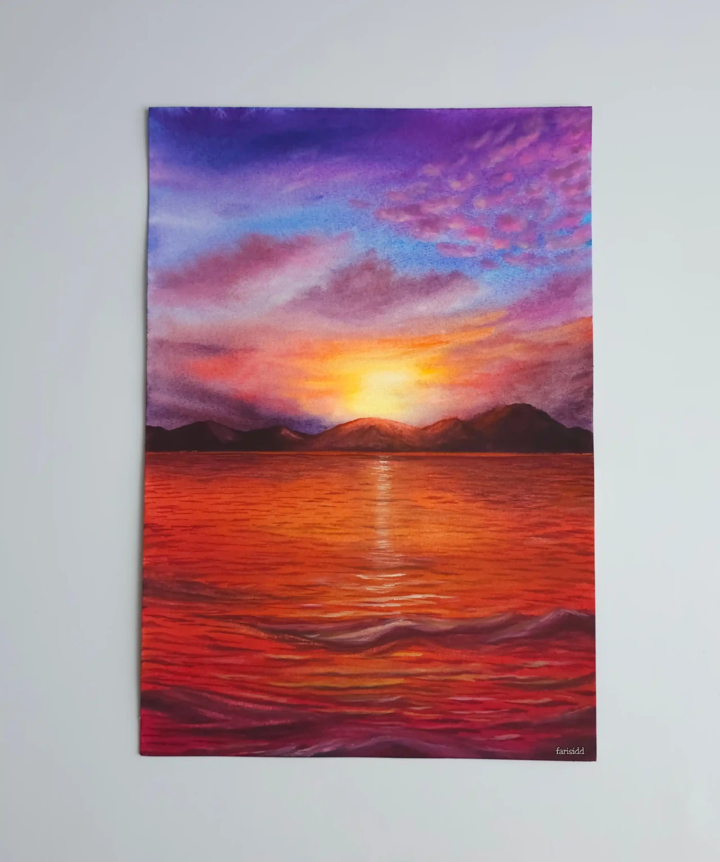 Embrace of Dusk – Watercolor Seascape and Sunset Painting
