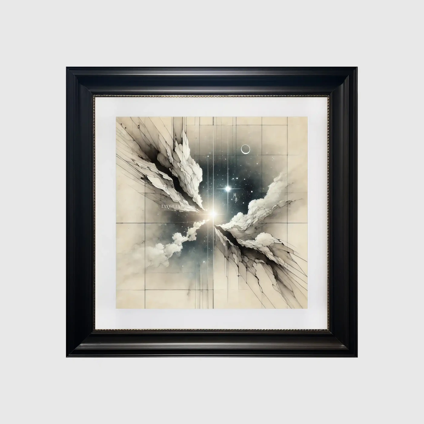 Ink Speaks in Silence III - Minimalist Digital Art with Cosmic Flow