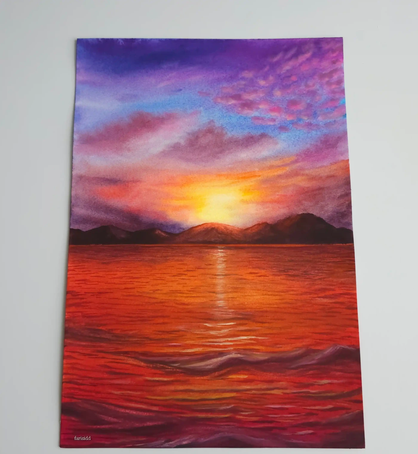 Embrace of Dusk – Watercolor Seascape and Sunset Painting
