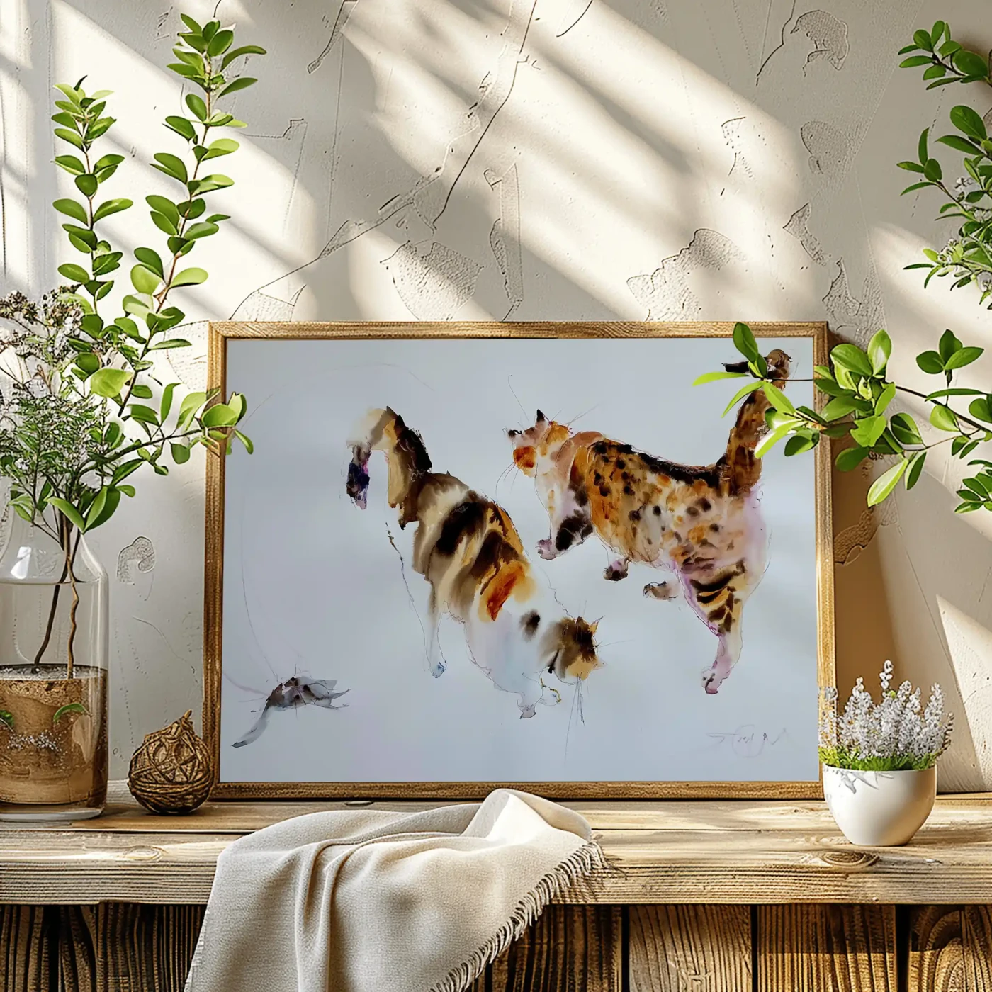Playful Cats - Whimsical Illustration
