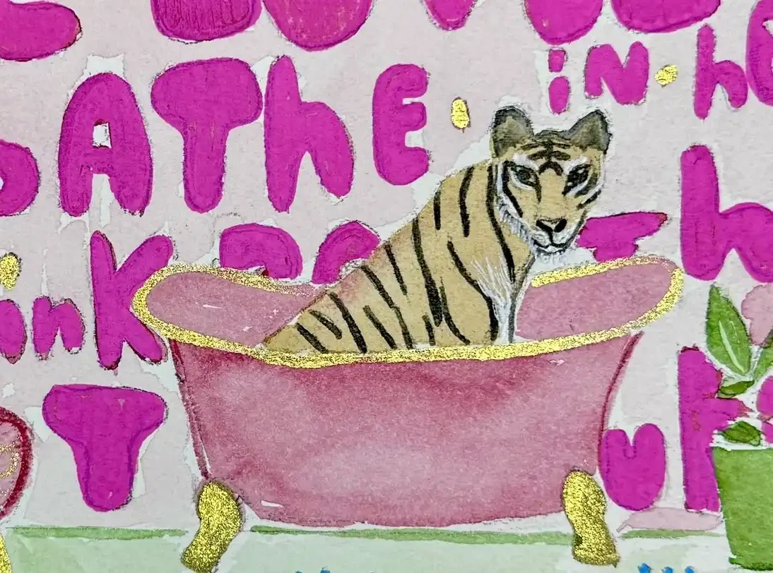 She Loves to Bathe in her Pink Bathtub