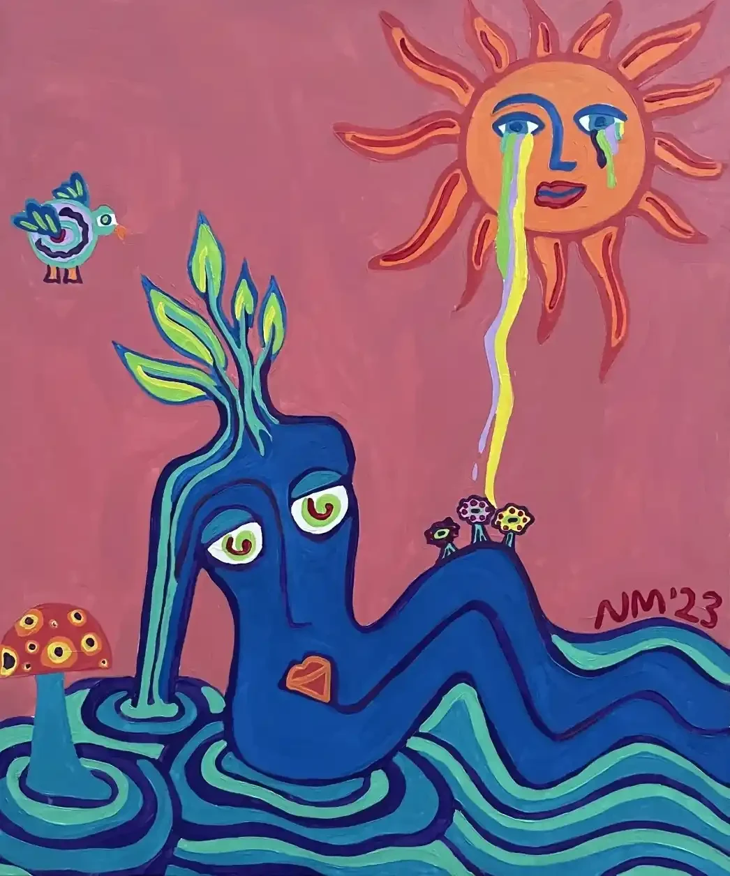 Featured image of Rainbow melodies on her skin - Acrylic on Canvas