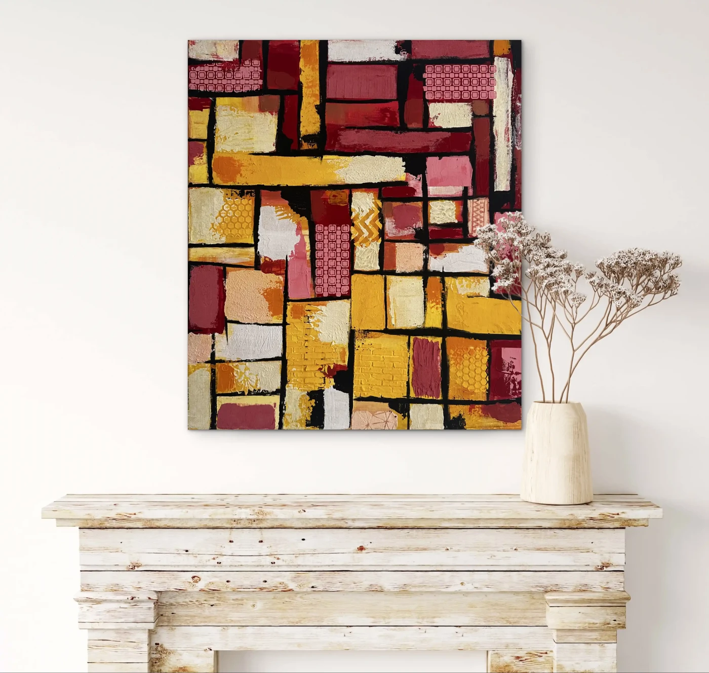 Red Urban Heat – Abstract Energy on Canvas