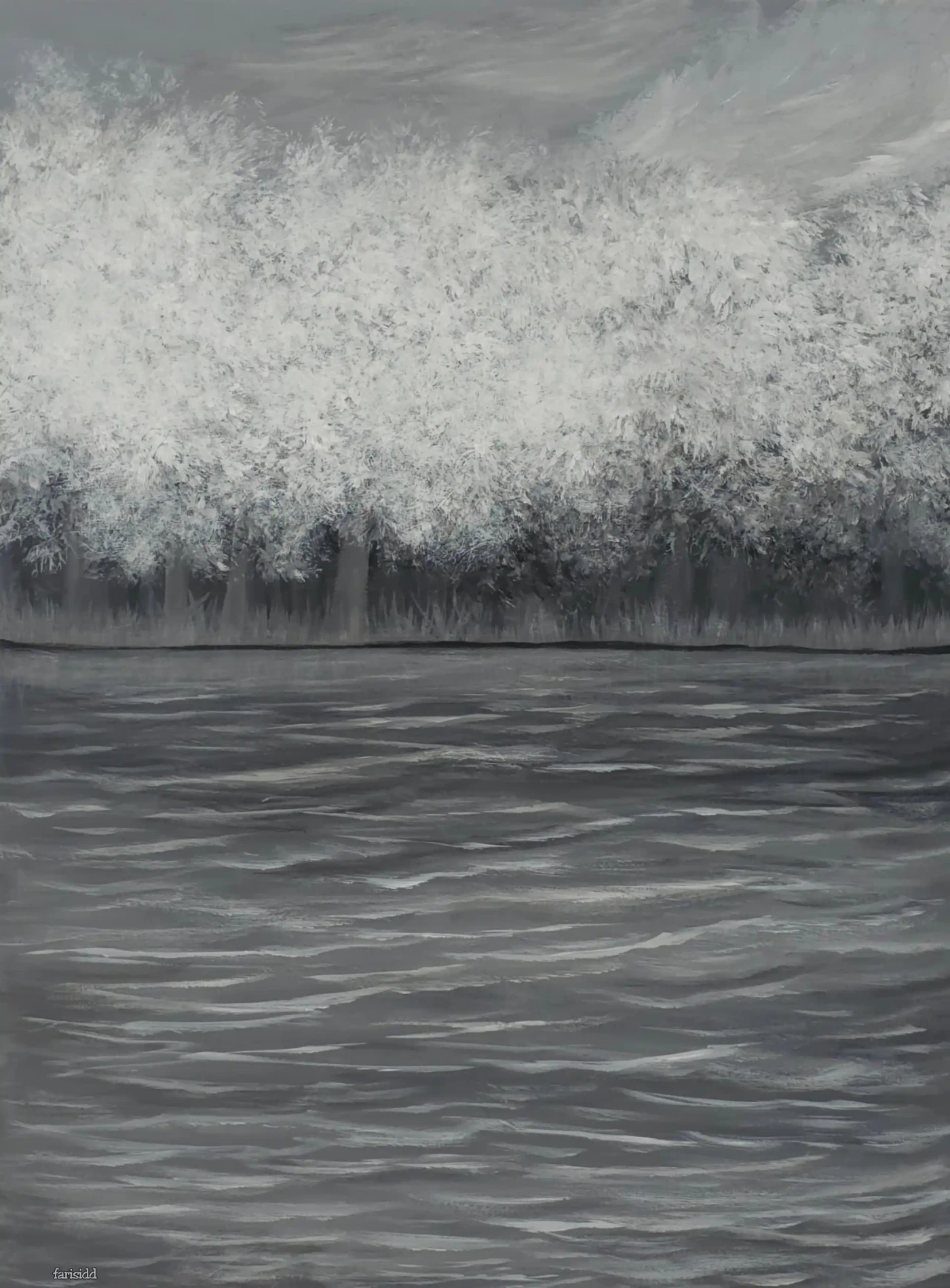 Featured image of Monochrome: Trees by the River – Serenity in Motion