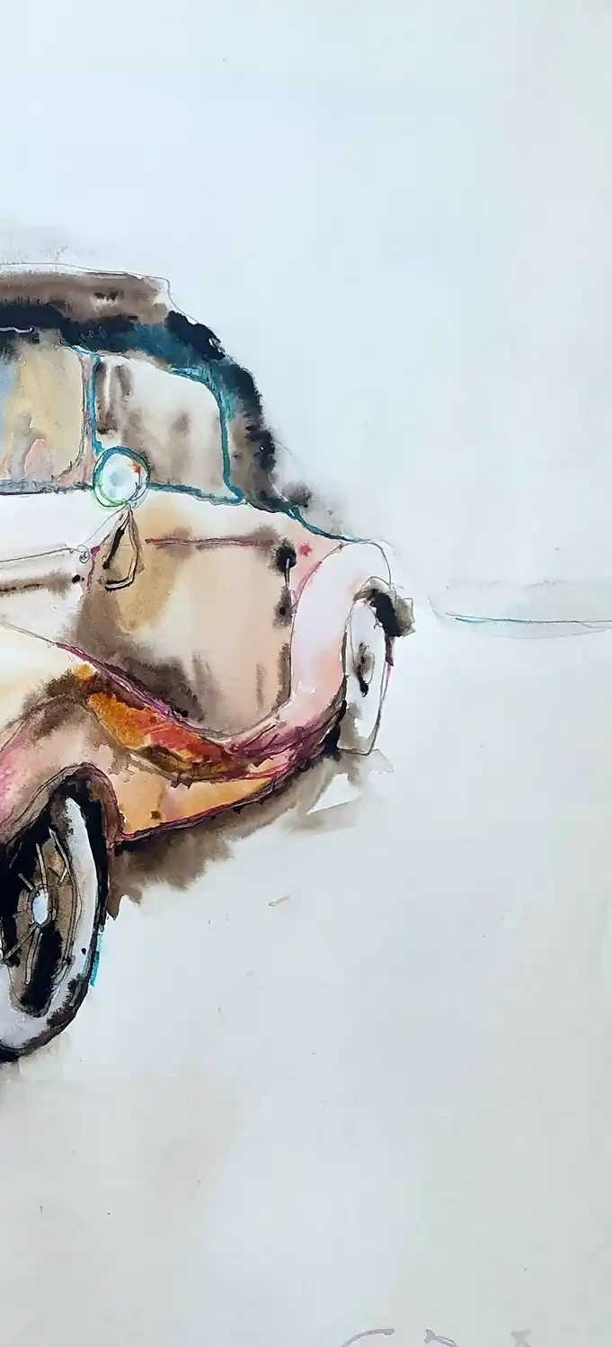 Retro Automobile – Vintage Convertible Watercolor Art