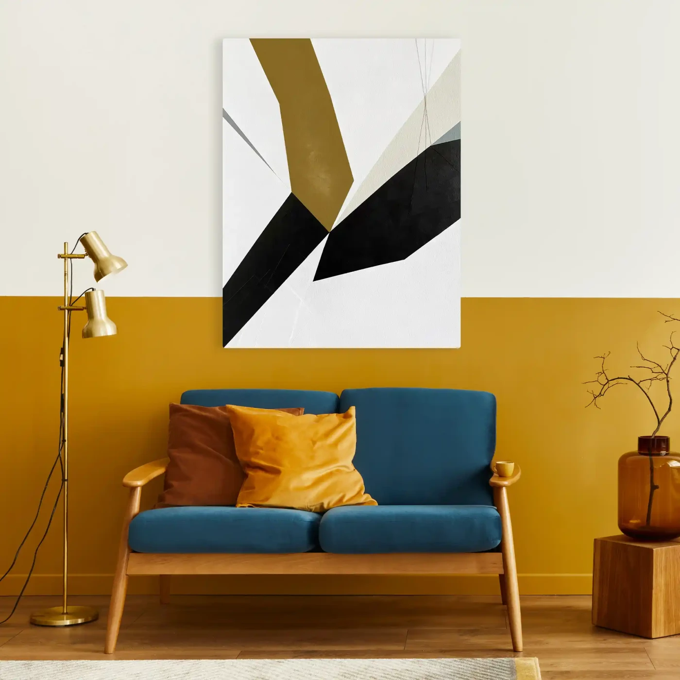 Golden Balance: Minimalist Abstract Geometry in Neutral Tones - Artwork