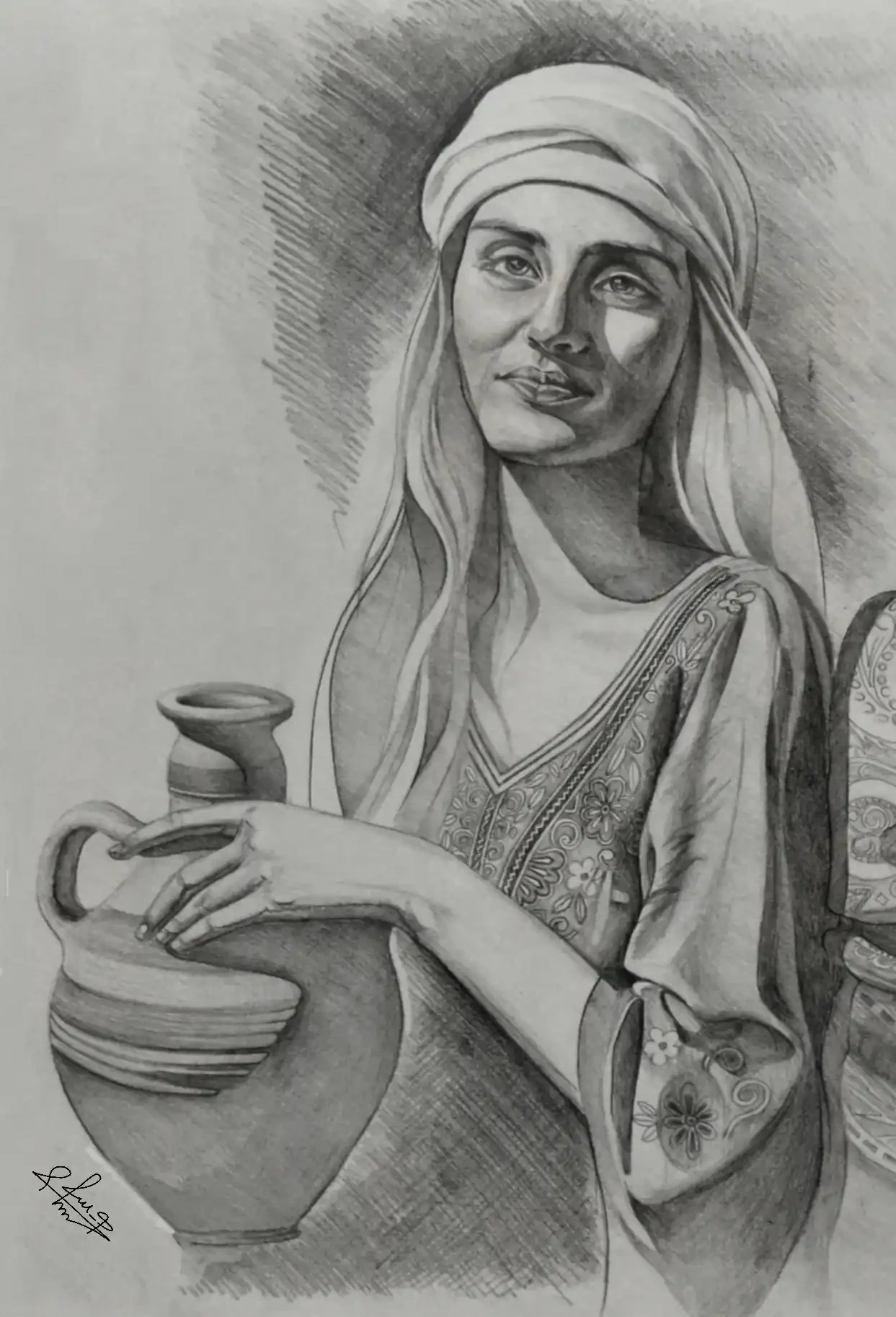 HOPE – Pencil Drawing on Paper | Syrian Heritage Artwork