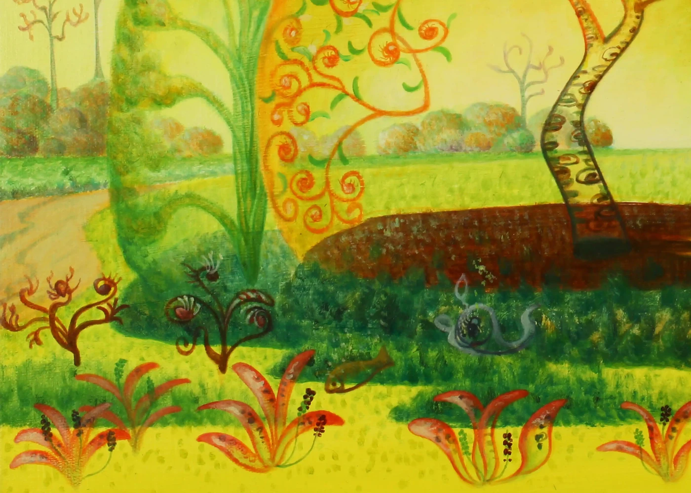Verdant Meadows – Surrealist Oil Painting of Dreamlike Landscapes