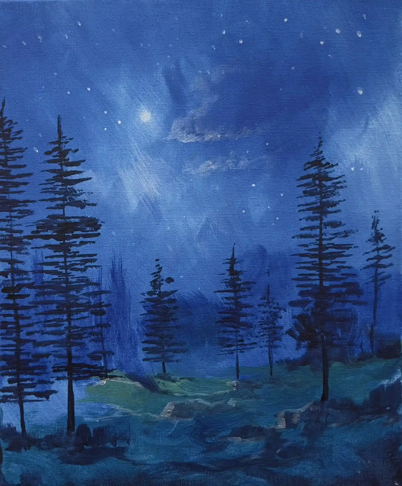 Featured image of Whispers of the Blue Forest mid night