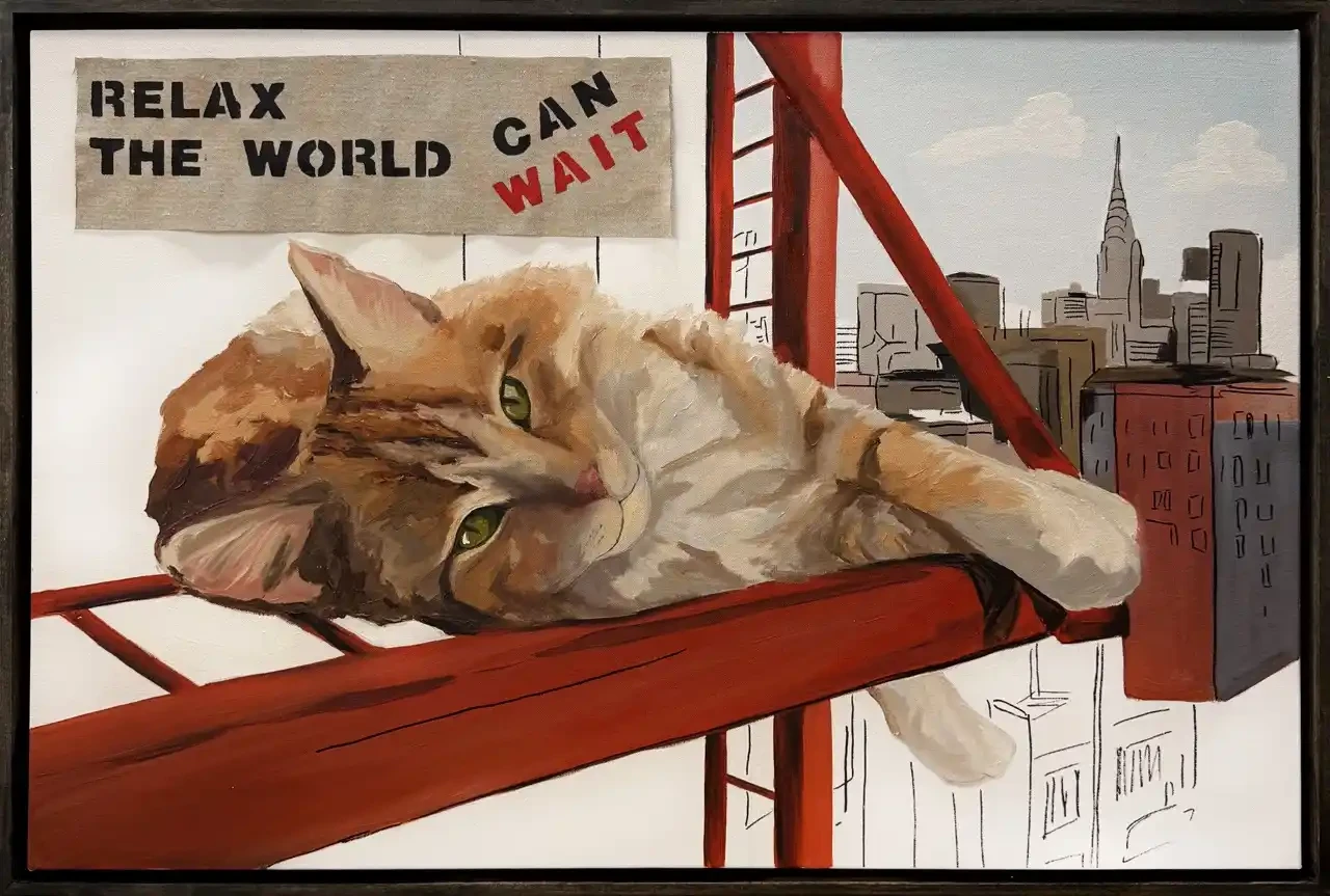 Featured image of Manhattan Watcher – Ginger Cat with New York City Skyline