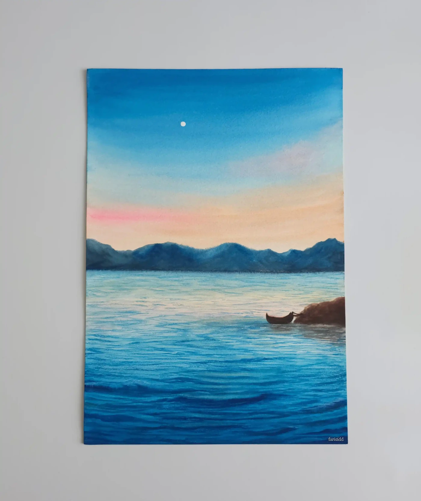 Harbor of Dusk – Tranquil Evening Seascape Painting on Canvas