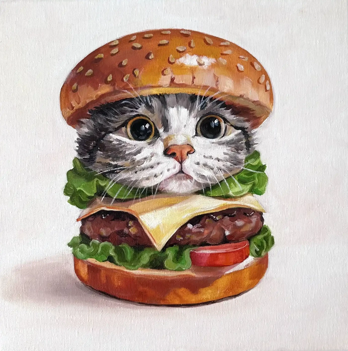 Featured image of Burger Cat | Playful Cat Burger Pop Art Painting
