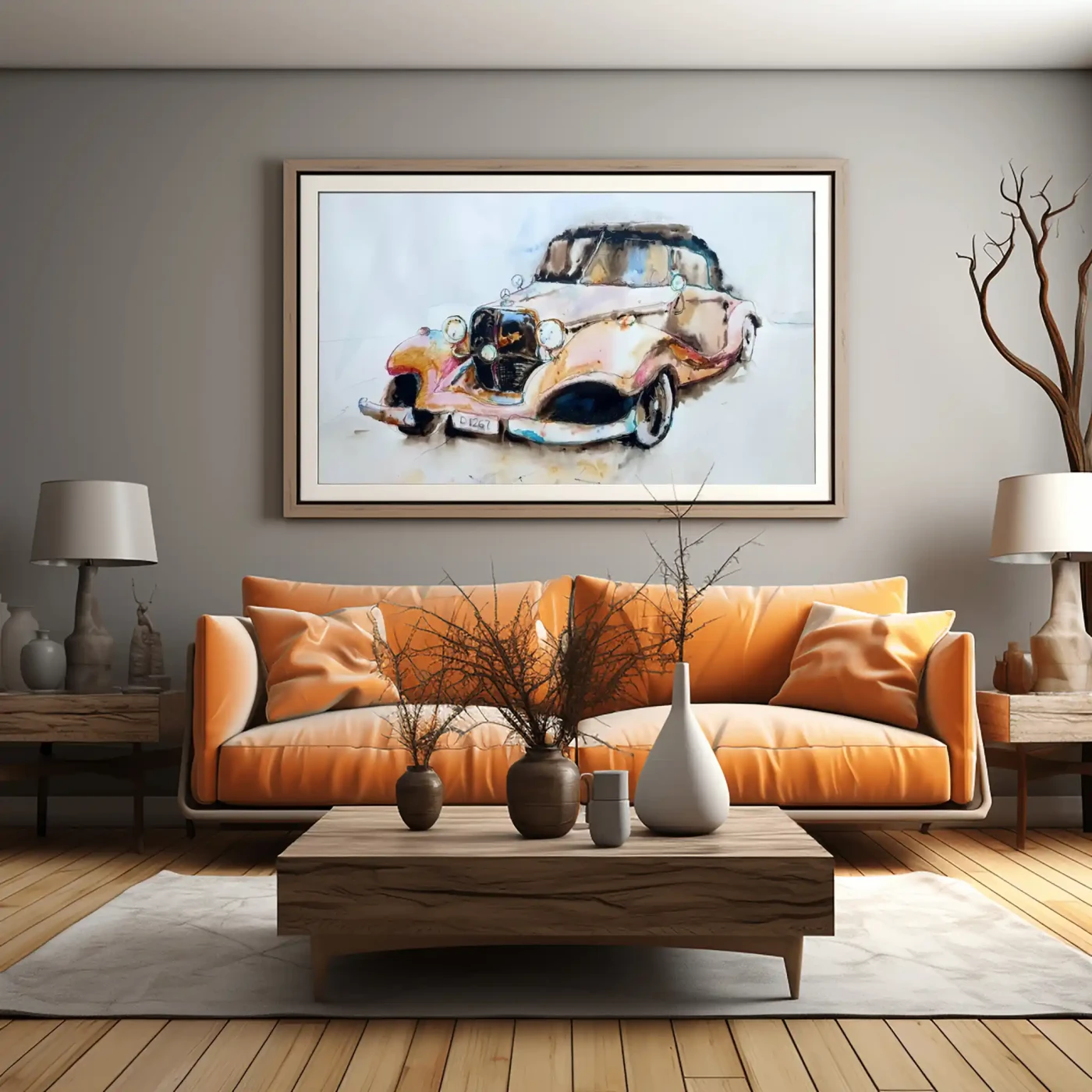 Retro Automobile – Vintage Convertible Watercolor Art