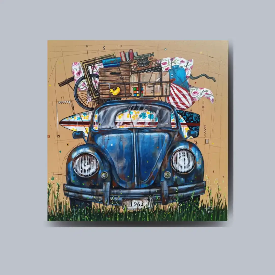 Bringing Rust to Life – Vintage Beetle Acrylic Painting