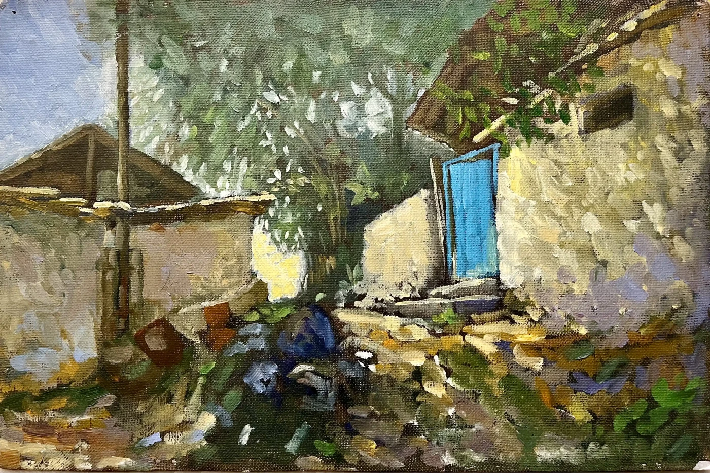 Featured image of The old courtyard with the blue door - Artwork
