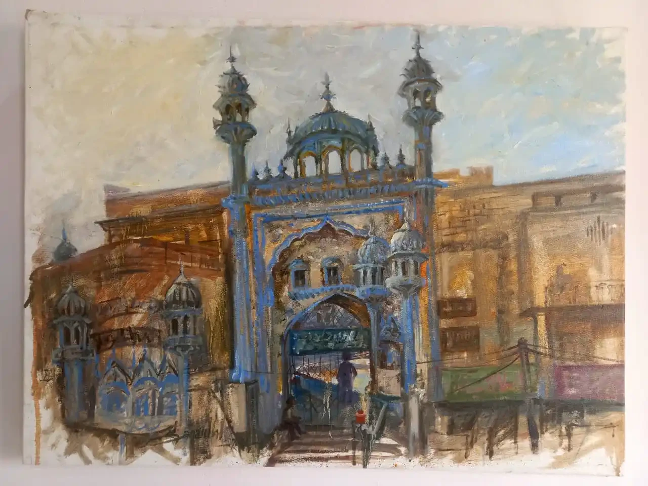 Featured image of Serenity at Jamia Mosque: A Plein Air Capture – Oil Painting of Rawalpindi’s Heritage