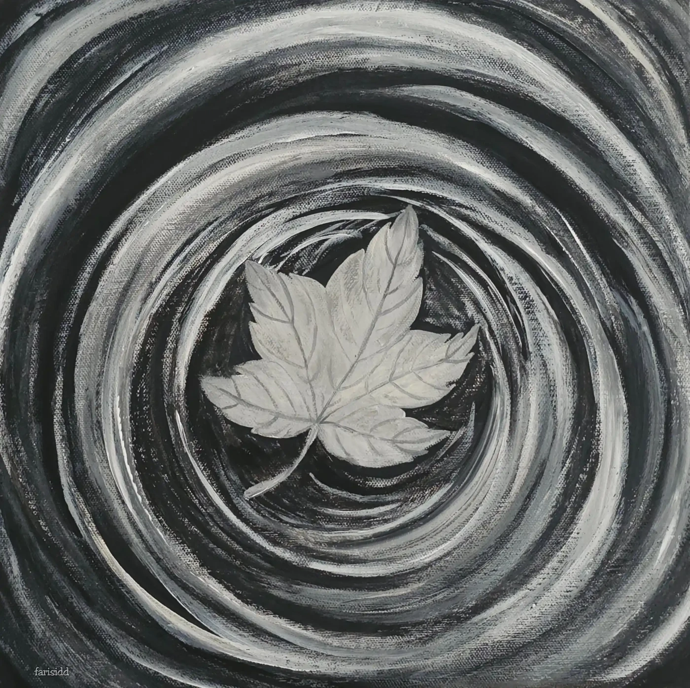 Featured image of Monochrome Ripple: A Leaf’s Journey