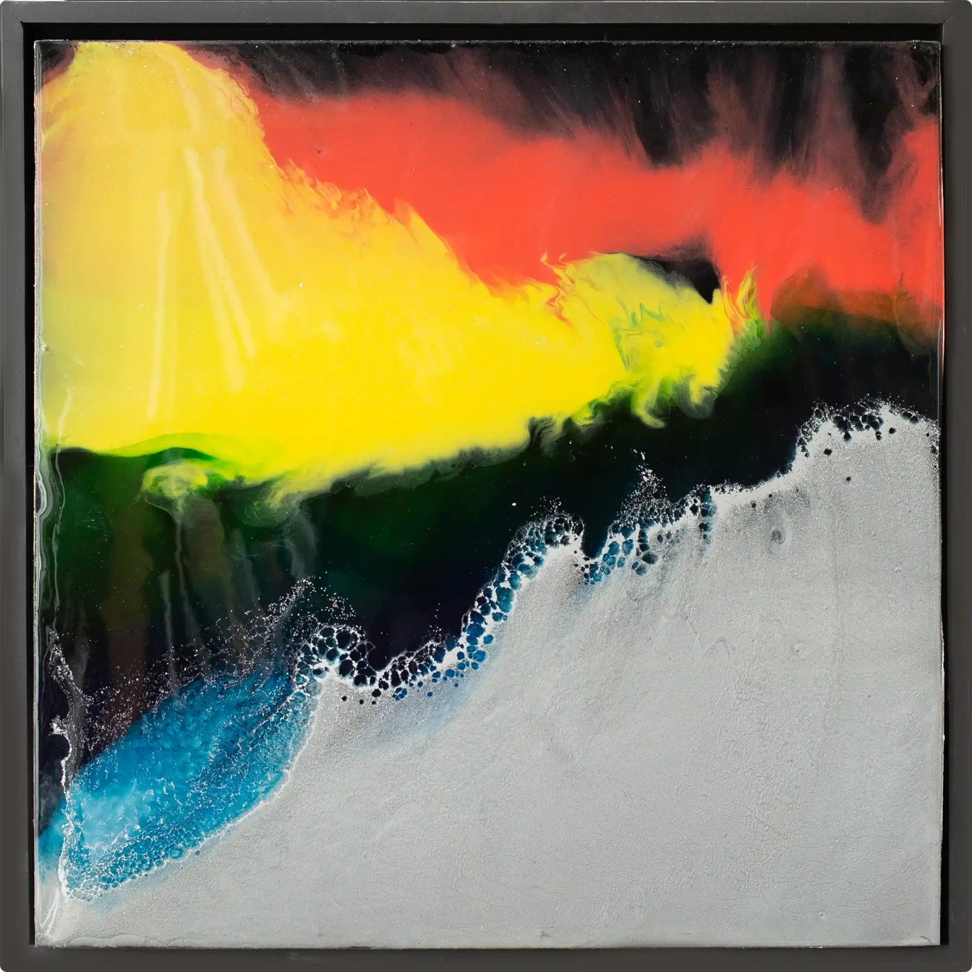 Elements Collide – Fiery Ocean Resin Art - Artwork